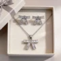 full pave baguette cz bow jewelry set