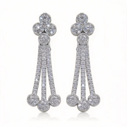 18k gold plated full pave cz tassel drop earrings
