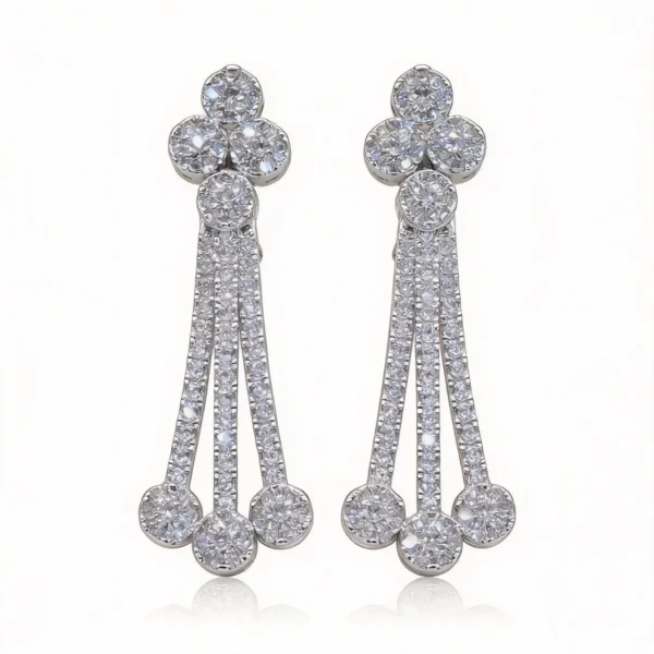 18k gold plated full pave cz tassel drop earrings