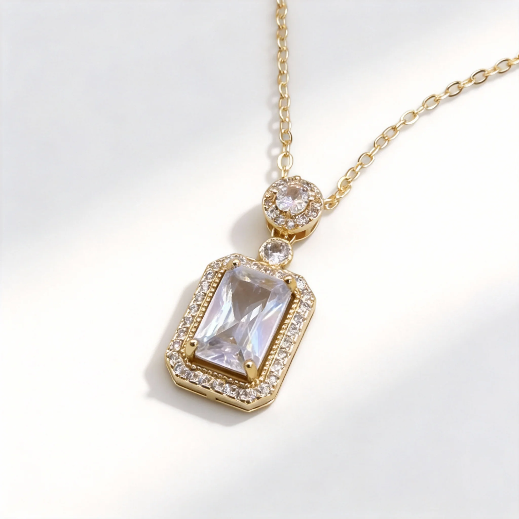 sky blue cubic zirconia square pendant necklace & earring set