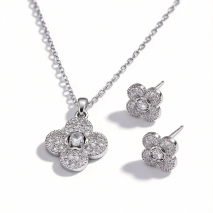 clover full pave cz jewelry set