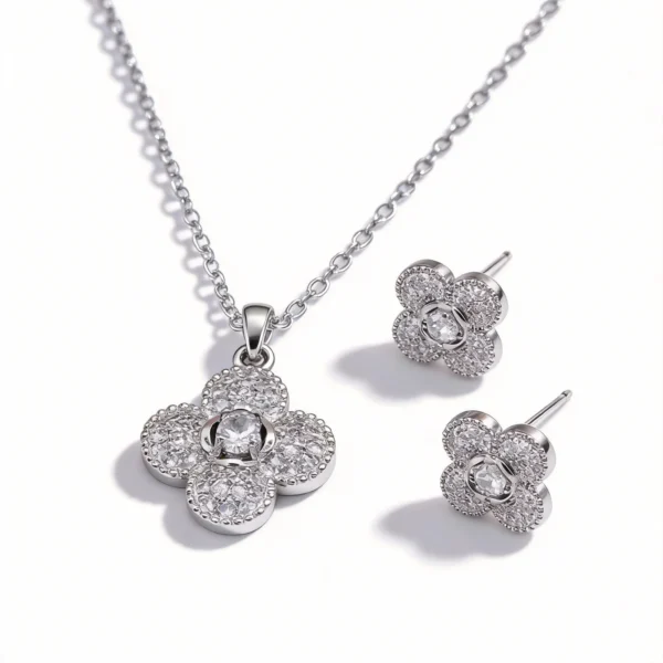 clover full pave cz jewelry set