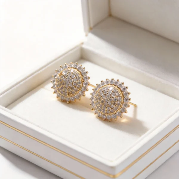 sparkling pave cubic zirconia round stud earrings