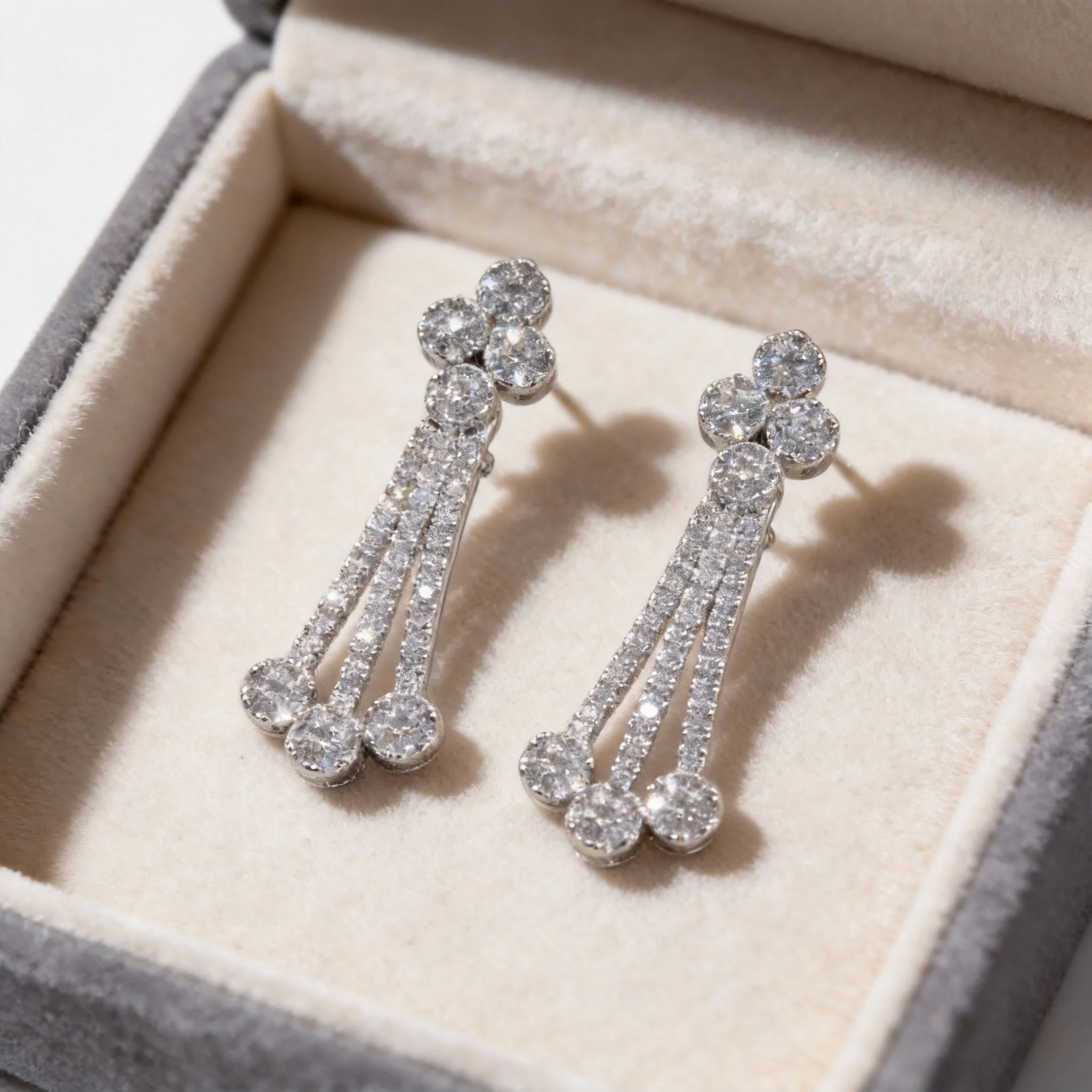 18k gold plated full pave cz tassel drop earrings