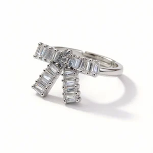 full pave baguette cz bow jewelry set