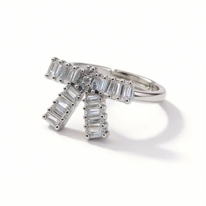 full pave baguette cz bow jewelry set