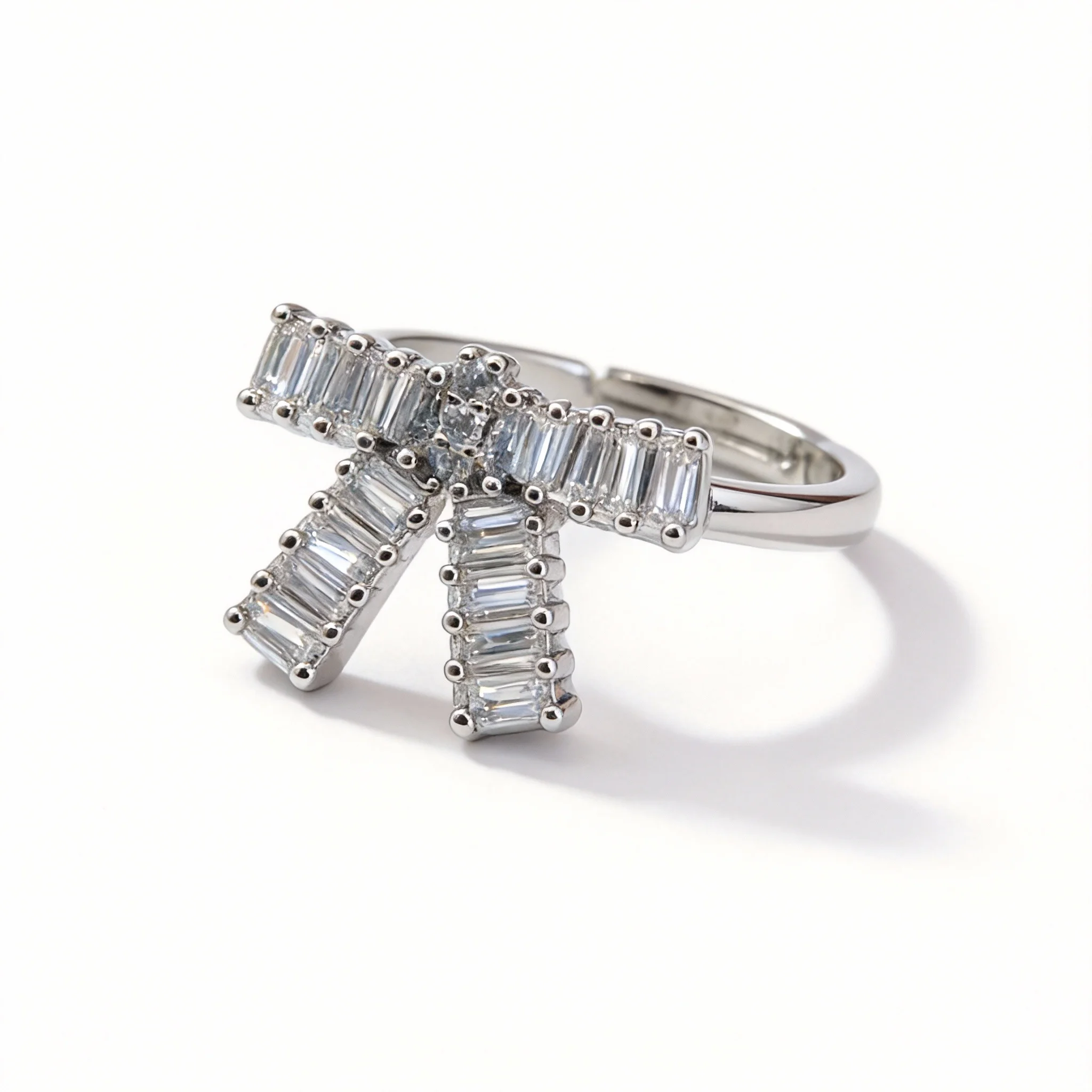 full pave baguette cz bow jewelry set