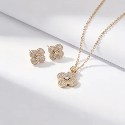 clover full pave cz jewelry set